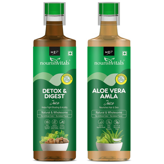 NourishVitals Combo Pack of Detox & Digest and Aloe Vera Amla Juice (500ml Each) image