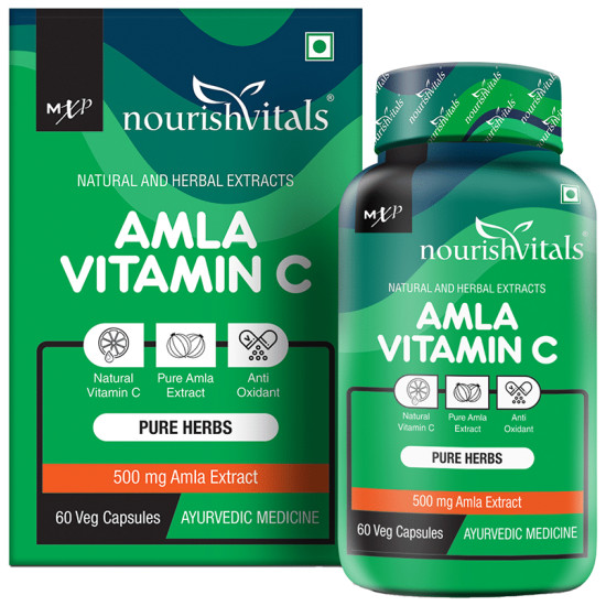 NourishVitals Amla Vitamin C 500mg Veg Capsule (60 Each) image