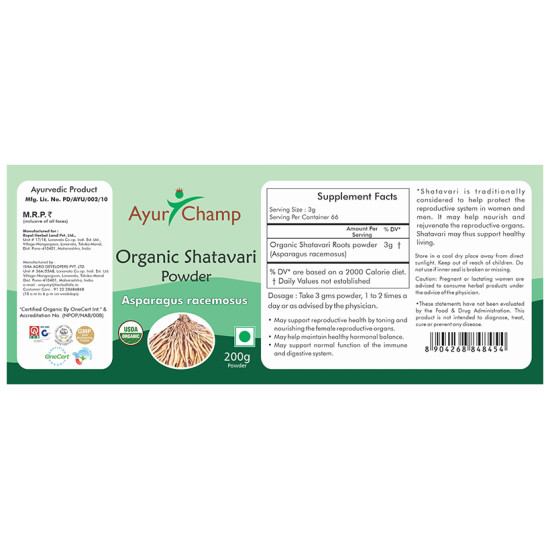 Ayur Champ Organic Shatavari Asparagus Racemosus Powder image