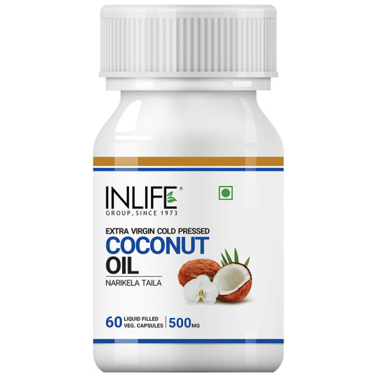 Inlife Extra Virgin Cold Pressed Coconut Oil Liquid Filled Veg Capsule image