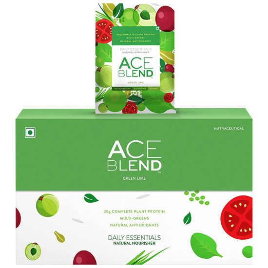 Ace Blend 20gm Complete Plant Protein Multi-Greens Natural Antioxidants Sachet (35gm Each) Green Lime image