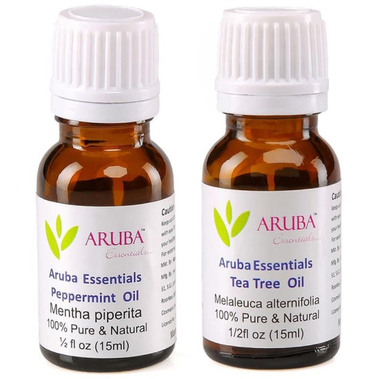 Aruba Essentials Combo Pack of Peppermint Oil and Tea Tree Oil (15ml Each) image