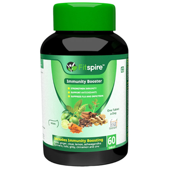 Fitspire Immunity Booster Ashwagandha, Giloy, Tulsi, Ginger, Amla,Turmeric & Zinc Tablet image