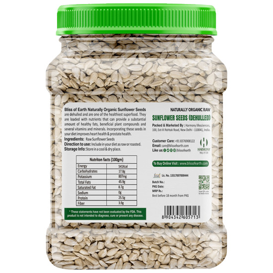 Bliss of Earth Naturally Organic Raw Sunflower Seeds (Dehulled) image