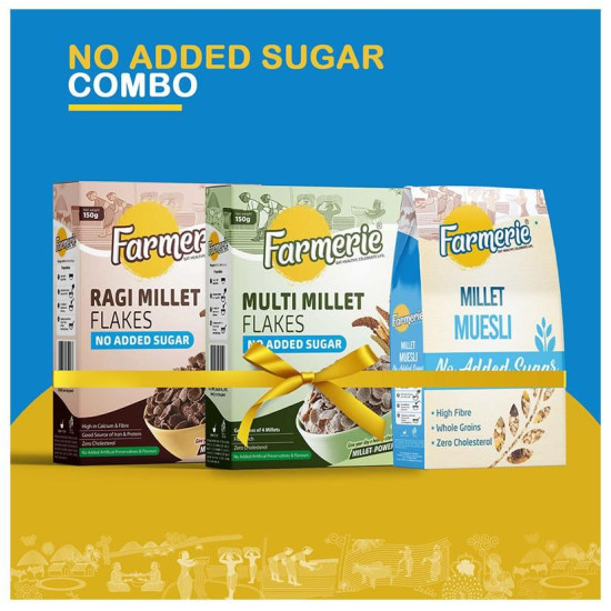 Farmerie Combo Pack of Ragi Millet Flakes 150gm, Multi Millet Flakes 150gm and Millet Muesli 200gm image