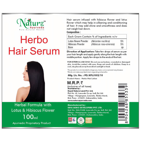 Naturz Ayurveda Herbo Hair Serum With Lotus and Hibiscus Flower image