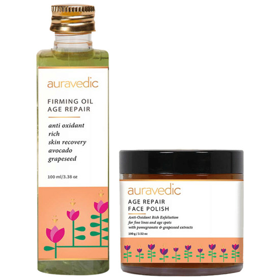 Auravedic Combo Pack of Firming Oil 100ml & Age Repair Face Polish 100gm image