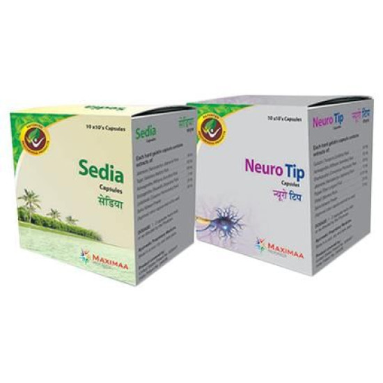 Proyurveda Combo Pack of DE Stress Neurotip, 100Caps & Sedia, 100Caps image