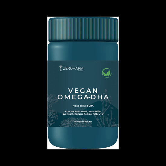 Zeroharm Sciences Vegan Omega-DHA Algae Based Vegan Capsule for Brain, Heart, Joint and Muscle Support image