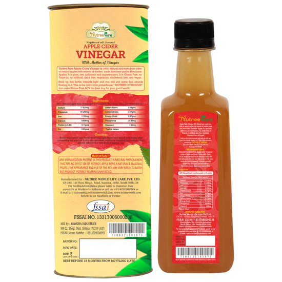 Nutree Pure Apple Cider Vinegar with Mother of Vinegar Raw,Unfiltered,Unpasteurized image