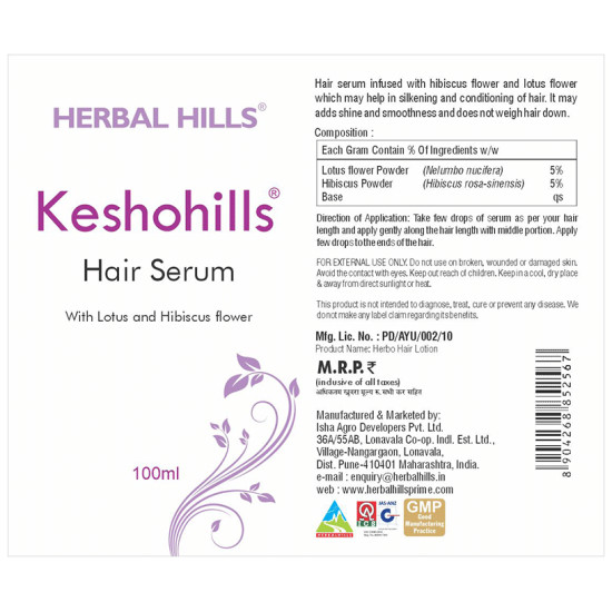 Herbal Hills Keshohills Hair Serum With Lotus and Hibiscus Flower image