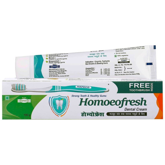 Hapdco Homeofresh Dental Cream with Toothbrush Free image