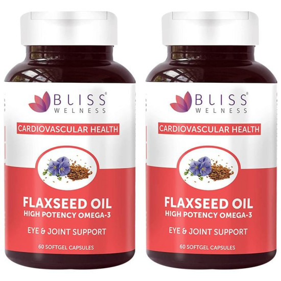 Bliss Welness Flaxseed Oil High Potency Omega-3 Softgel Capsule (60 Each) image