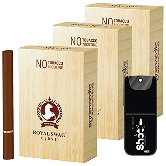 Royal Swag Ayurvedic Powder Smoke Cigarette 30 Stick & Shot Liquid Spray 12ml Clove image