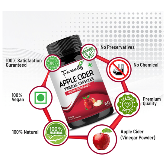 Farmity Apple Cider Vinegar 500mg Capsule image