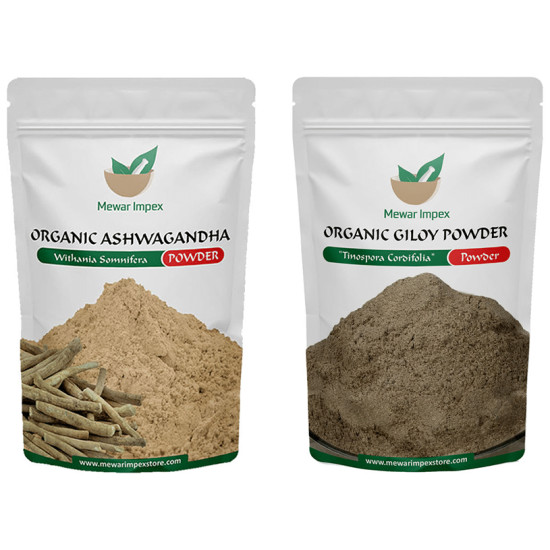 Mewar Impex Combo Pack of Organic Ashwagandha Powder & Organic Giloy Powder (100gm Each) image