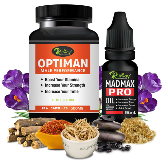 Riffway International Combo Pack of Optiman Male Performance 15 Capsule & Madmaxx Pro Oil 15ml image