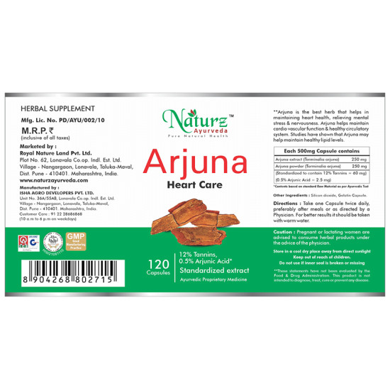 Naturz Ayurveda Arjuna 500mg Capsule image