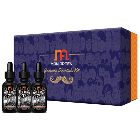 Man Arden Grooming Essentials Kit (Sandalwood + Cedarwood + Musk Beard Oils Set, 30ml Each) image