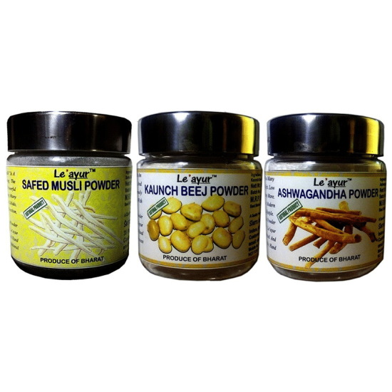 Le' ayur Combo of Safed Musli, Ashwagandha and Kaunch Beej Powder (100g Each) image