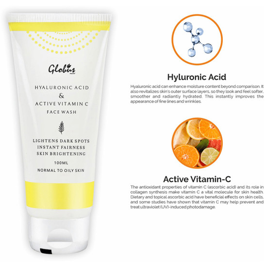 Globus Naturals Hyaluronic acid and Active Vitamin C Face Wash image