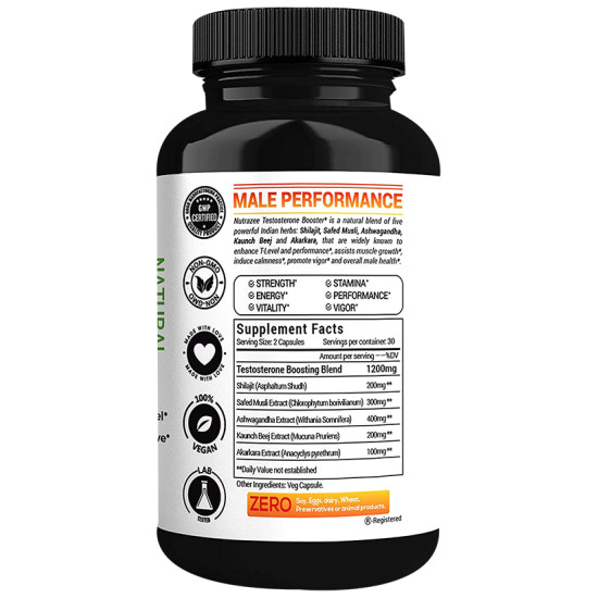 Nutrazee Natural Testosterone Booster Veg Capsule image