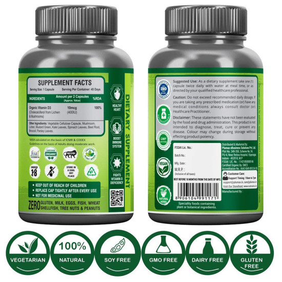 Nutrainix Orgainc & Plant-Based Vitamin D3 Vegetarian Capsule image