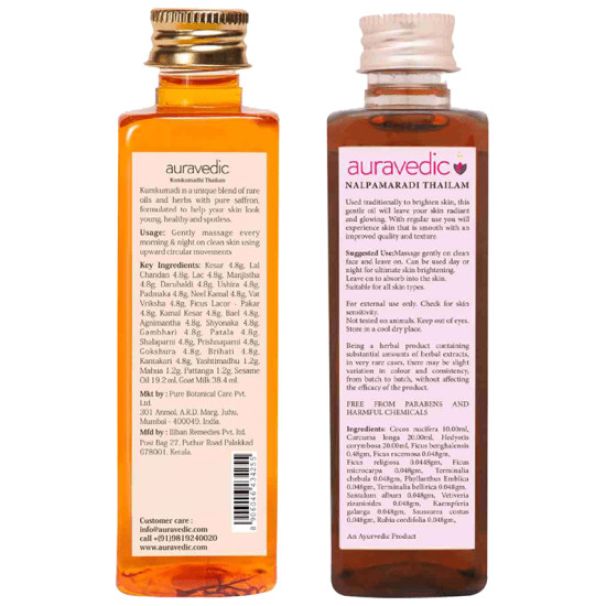 Auravedic Combo Pack of Nalpamaradi Thailam & Kumkumadi Oil (100ml Each) image