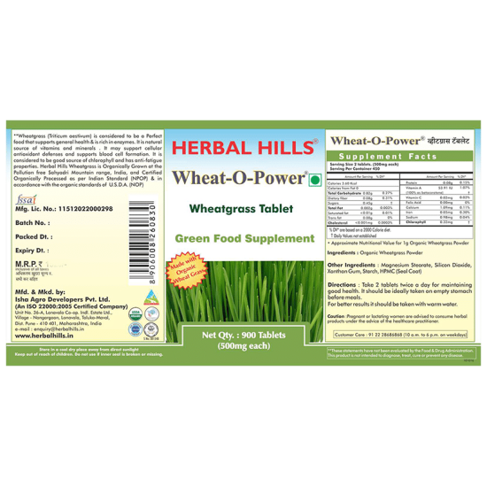 Herbal Hills Wheat-O-Power Wheatgrass 500mg Tablet Value Pack image