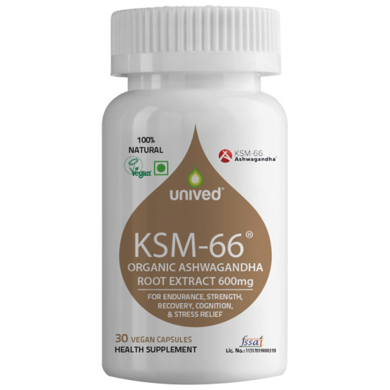 Unived KSM 66 Organic Ashwagandha Root Extract 600mg Vegan Capsule image