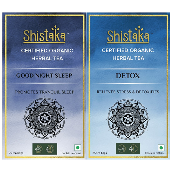 Shistaka Combo Pack of Certified Organic Herbal Tea (1.8gm Each) Good Night Sleep & Detox image