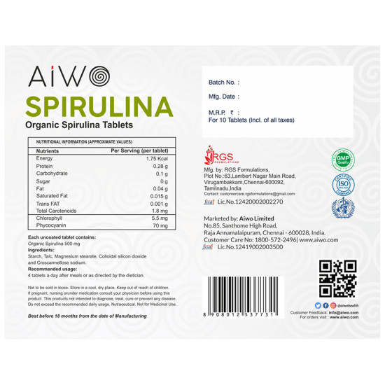 AIWO Organic Spirulina Tablet image