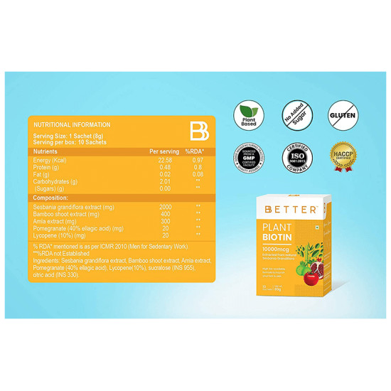 BBetter Plant Biotin 10000mcg Sachet (8gm Each) image