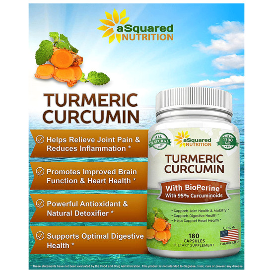 Asquared Nutrition Turmeric Curcumin 1300mg Capsule image