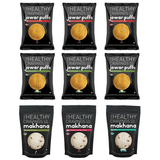 The Healthy Cravings Co 7 Day Assorted Roasted Snacks Bundle (Makhana and Jowar Puffs) Vegan image