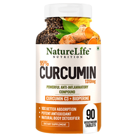 Nature Life Nutrition 95% Curcumin 1310mg (Curcumin C3+Bioperine) Vegetarian Tablet image