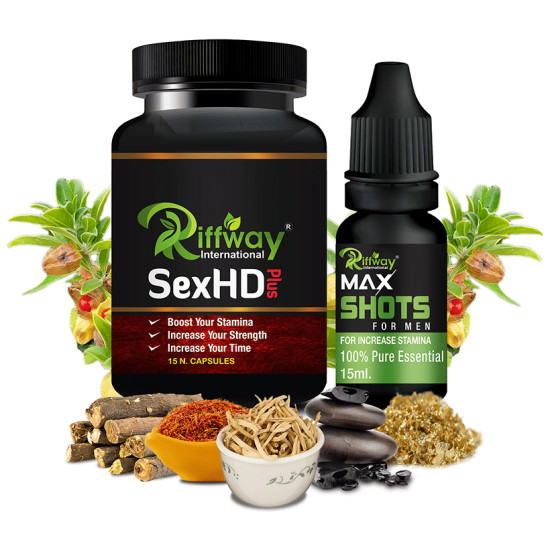 Riffway International Combo Pack of Sex HD Plus 15 Capsule & Max Shots Oil for Men 15ml image