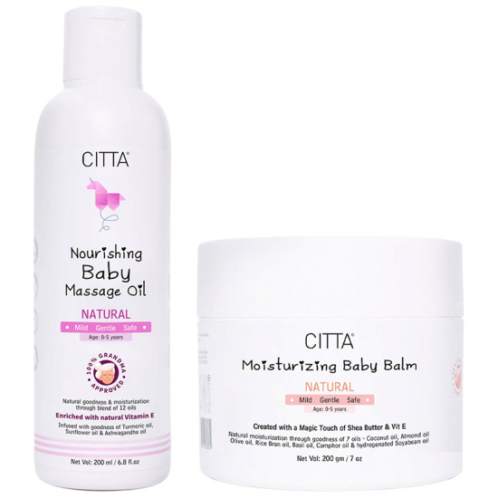 Citta Combo Pack of Nourishing Baby Massage Oil 200ml & Moisturizing Baby Balm 200gm image