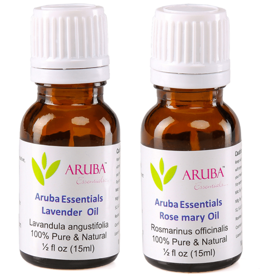 Aruba Essentials Combo Pack of Lavender Oil & Rose mary Oil (15ml Each) image