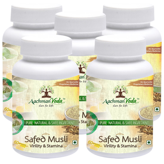 Aachman Veda Safed Musli Virility & Stamina Capsule 500mg (60 Each) image