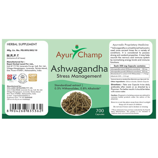 Ayur Champ Ashwagandha Stress Management Capsule image