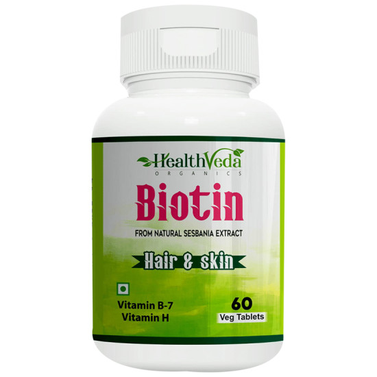 Health Veda Organics Biotin From Natural Sesbania Extract Hair & Skin Tablet image