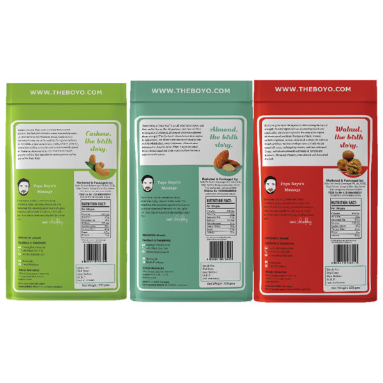 Boyo Combo Pack of Cashew Raw, Walnut Raw & Almond Raw (250gm Each) image