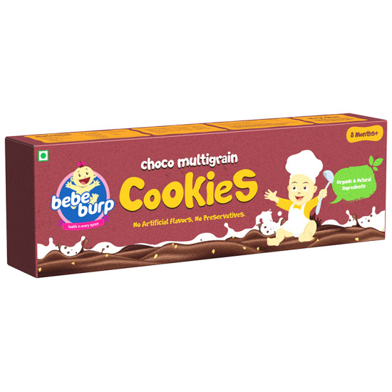 Bebe Burp Combo Pack of 8M+ Cookies (150gm Each) Whole Wheat & Banana, Ragi And Choco Multigrain image