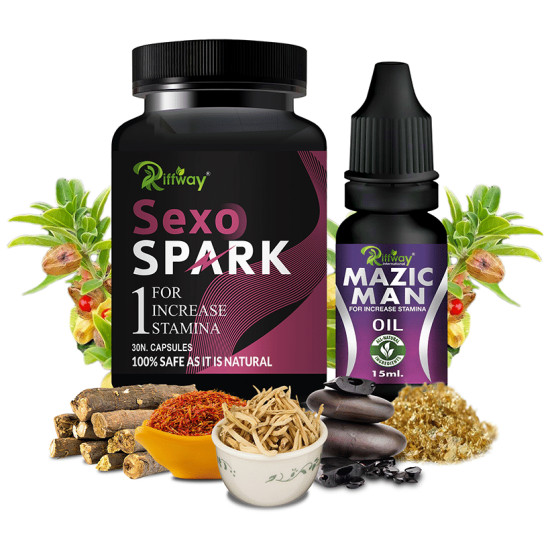 Riffway International Combo Pack of Sexo Spark 30 Capsule & Mazic Man Oil 15ml image