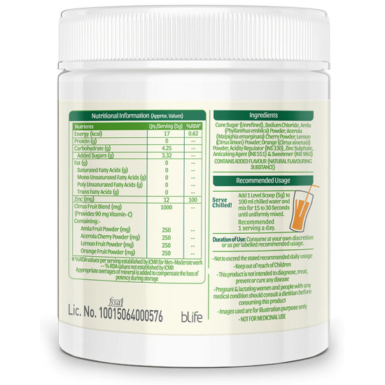 MuscleBlaze bGreen Citrus Vitamin C Immunity Powder Orange image