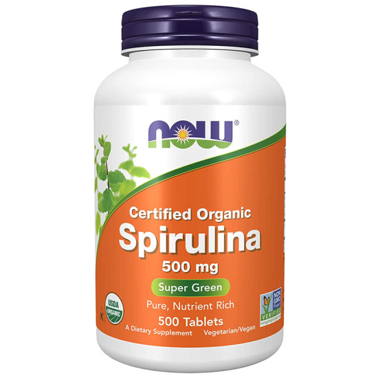 NOW Foods Certified Organic Spirulina 500mg Vegetarian Tablet image