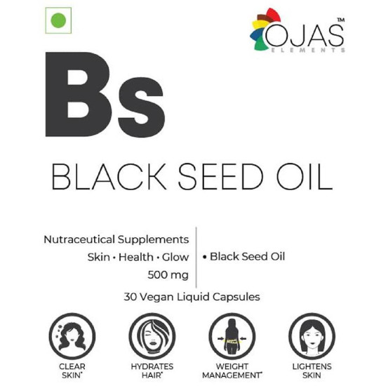 Ojas Elements Black Seed Oil 500mg Vegan Liquid Capsules image