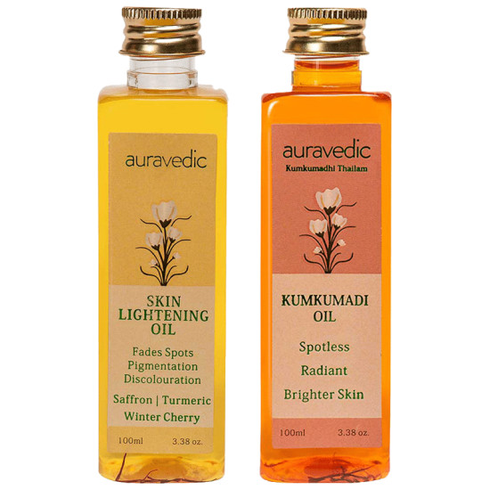 Auravedic Combo Pack of Kumkumadi Oil & Skin Lightening Oil (100ml Each) image