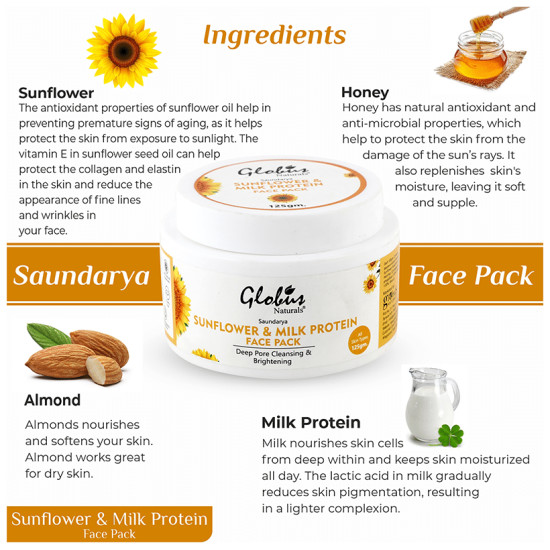 Globus Naturals Sunflower and Milk Protein Face Pack image